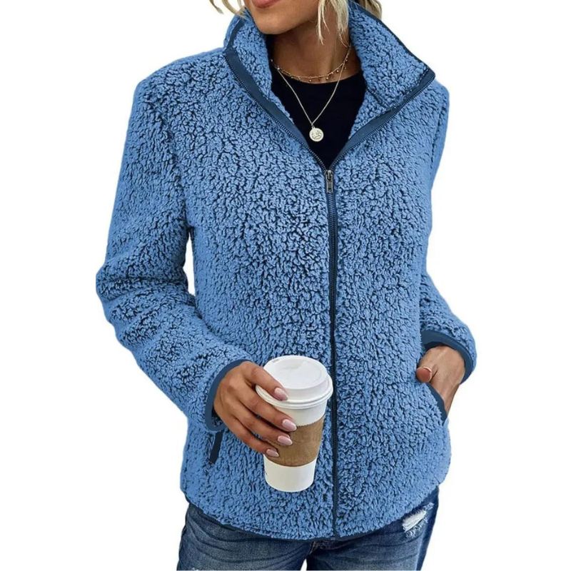 Trendy winterjas voor dames in teddy fleece, perfect te combineren in casual outfit
