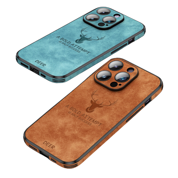 Luxe leren iPhone hoesje in bruin, voor stijlvolle schokbestendige bescherming.