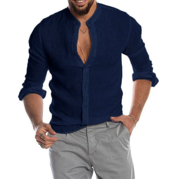 Navy blauwe heren blouse voor een stijlvolle casual look