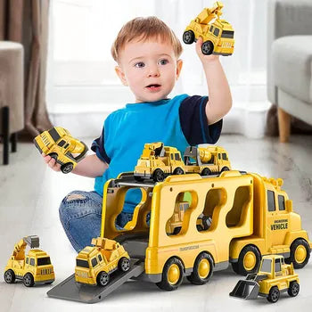 Kinderspeelgoed brandweer vrachtwagen met extra auto's en lichteffecten als leuk cadeau