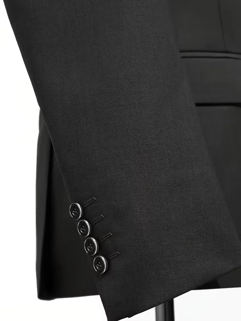 Zijaanzicht van een slim fit herenpak driedelig