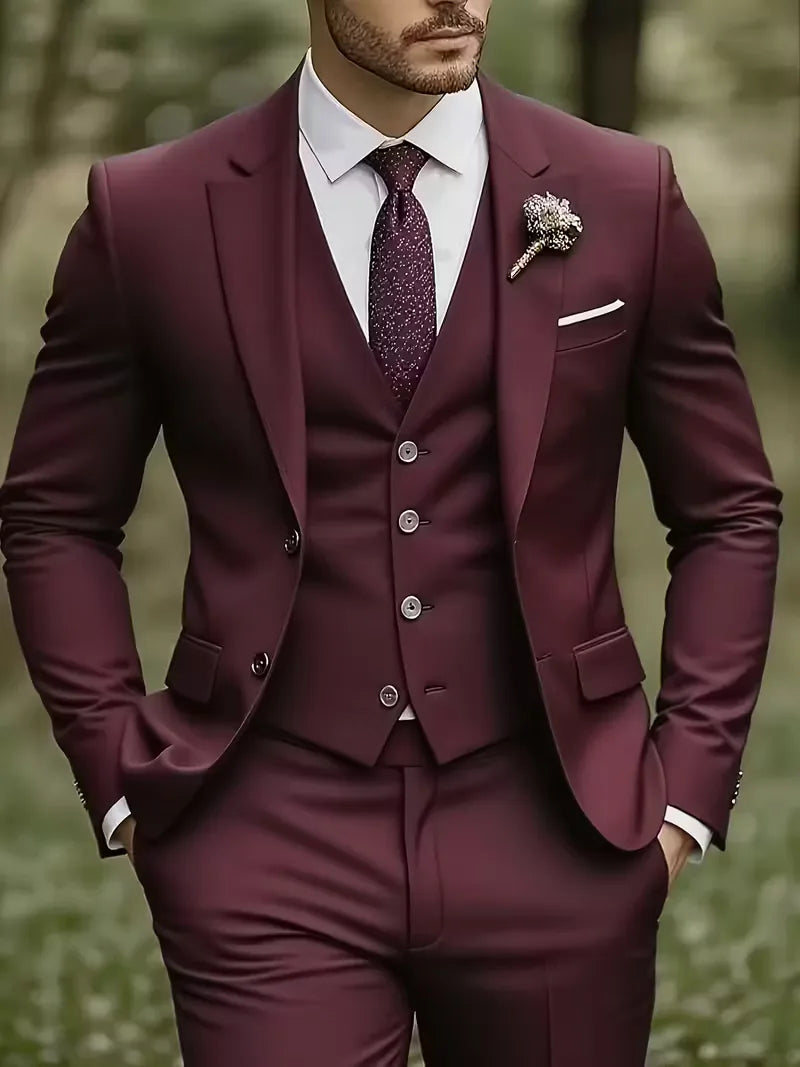 Zakelijk herenpak driedelig met strakke pasvorm