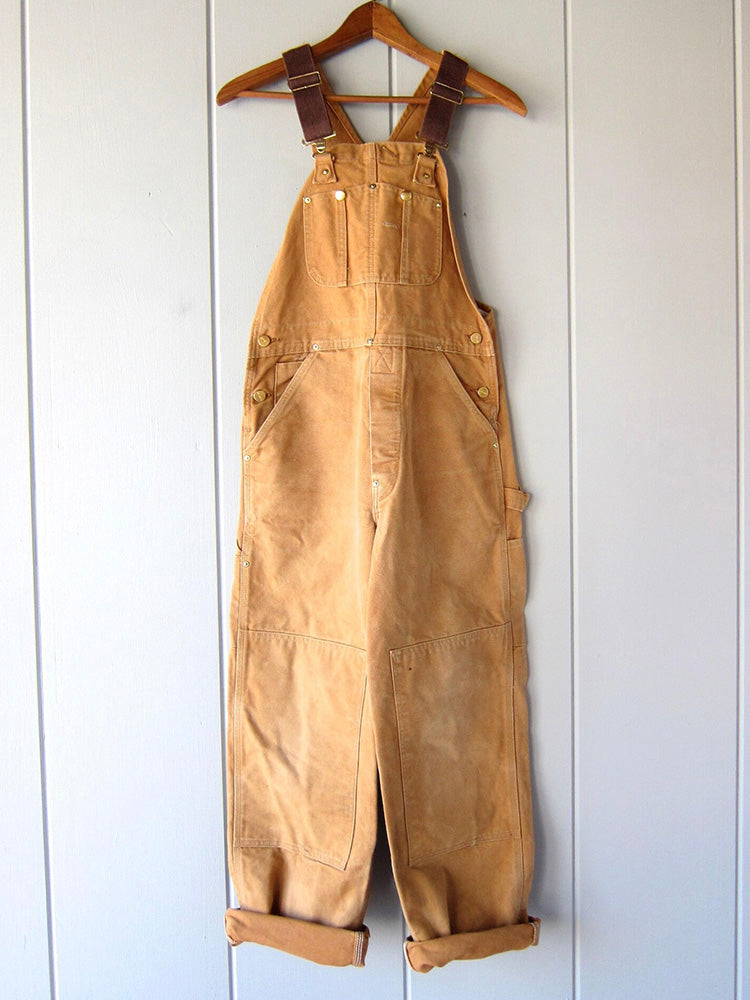 Kameelkleurige canvas werkoverall voor unisex, ideaal voor tuinieren, boerderij of zwaar werk.