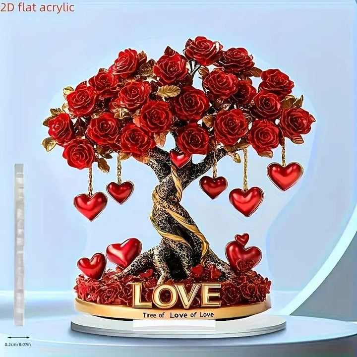Luxe kristallen rozenboom, hartvorm met schitterende gouden basis. Elegant interieurstuk voor geschenk.