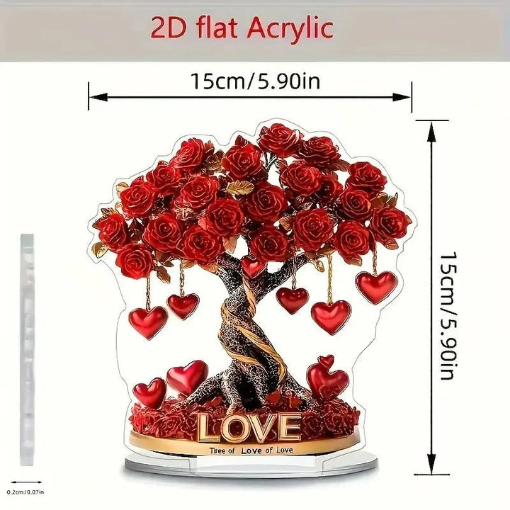 Schitterende kristallen rozenboom, hartvormig, met gouden basis. Perfect als elegant decoratie cadeau.