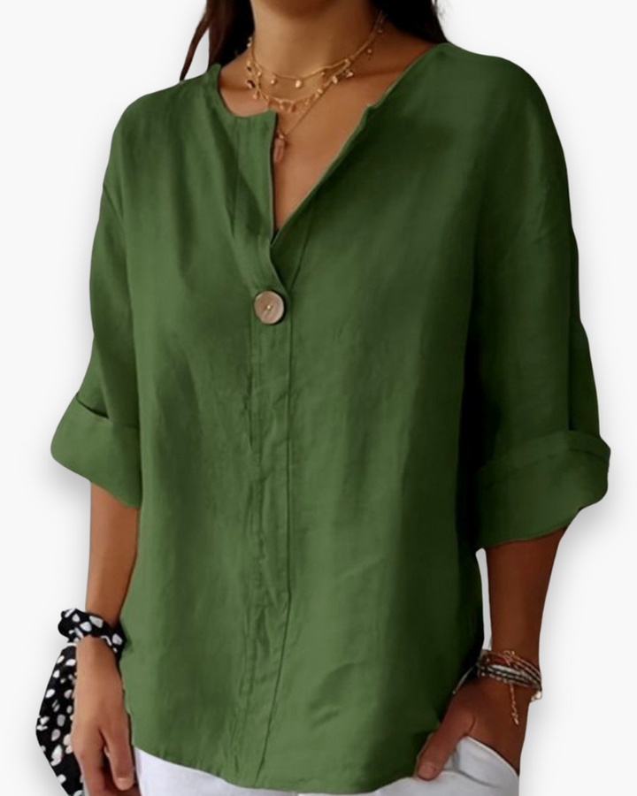 Groene luchtige dames blouse met comfortabele pasvorm