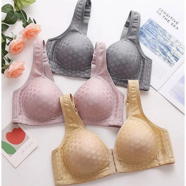 Achterkant van de beugelloze push-up bh met ademend materiaal voor dames