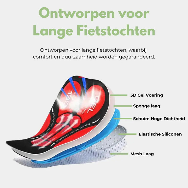 Ademende unisex fietsonderbroek met gel padding voor optimale ventilatie en comfort tijdens lange fietstochten.