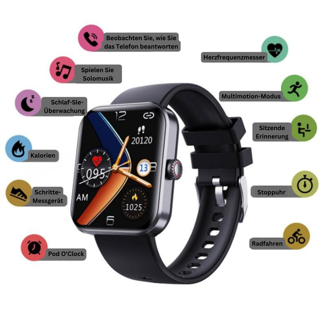 Gebruiksvriendelijke GlucoWatch smartwatch, pijnloze glucose meting en complete gezondheidsinzichten.