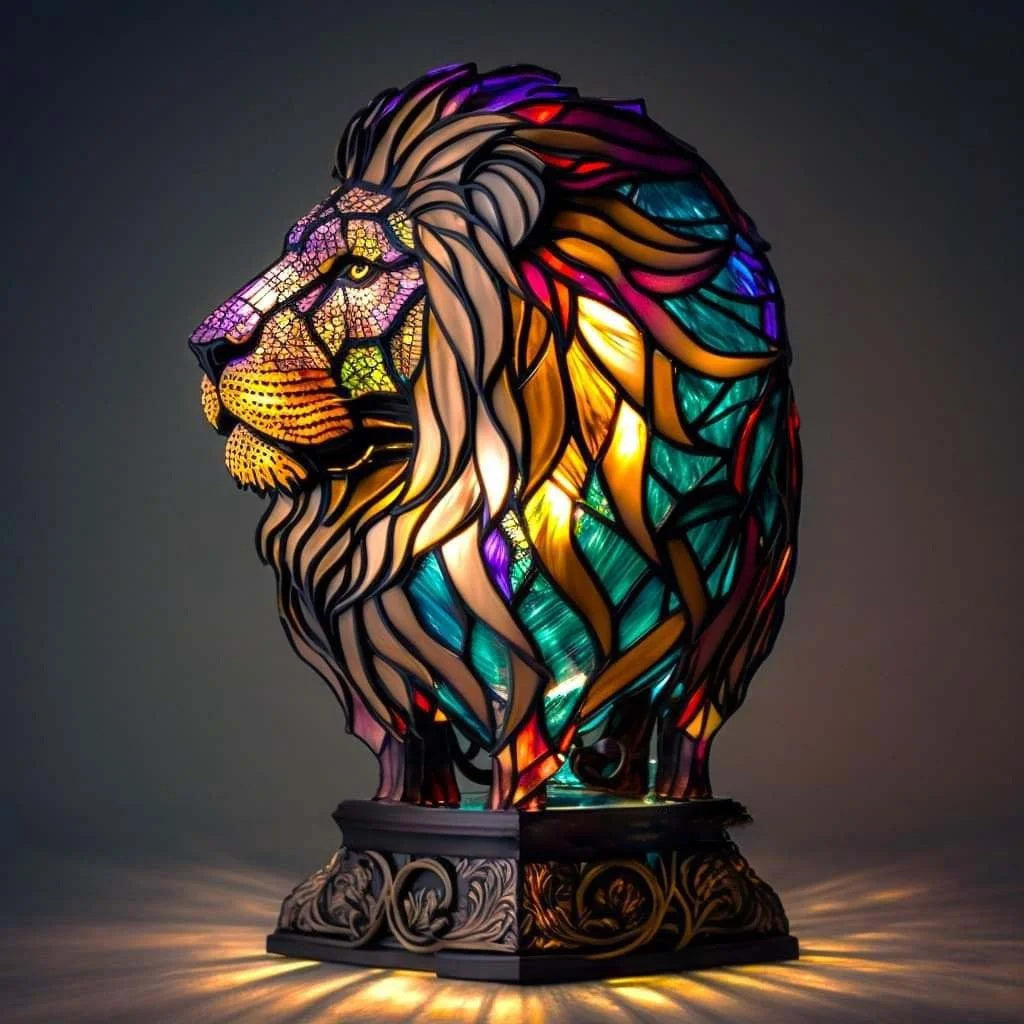 Mythologische drakenlamp van glas-in-lood, unieke handgemaakte tafellamp, perfecte interieurdecoratie.