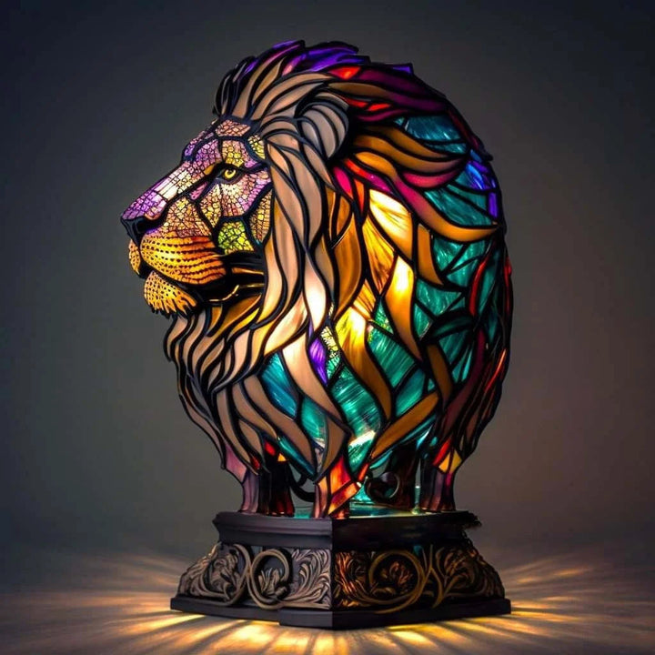 Mythologische drakenlamp van glas-in-lood, unieke handgemaakte tafellamp, perfecte interieurdecoratie.