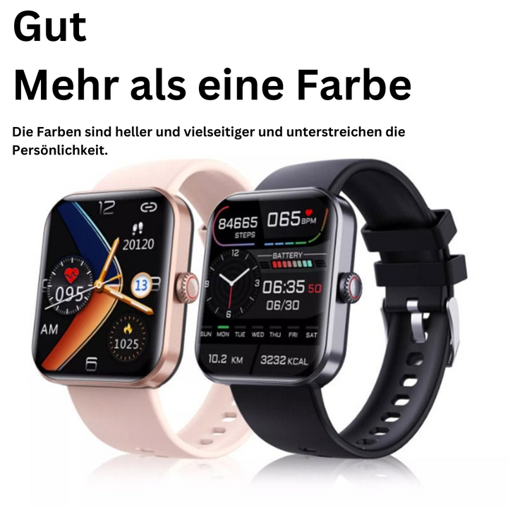 Draagbare GlucoWatch smartwatch met geavanceerde pijnloze bloedglucosemeter technologie, inclusief hartslag.
