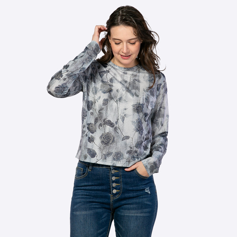 Dames Bloemenprint Blouse – Elegante Lange Mouwen & Comfortabele Pasvorm