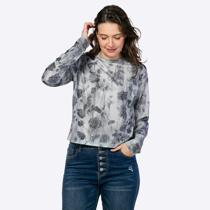 Dames Bloemenprint Blouse – Elegante Lange Mouwen & Comfortabele Pasvorm