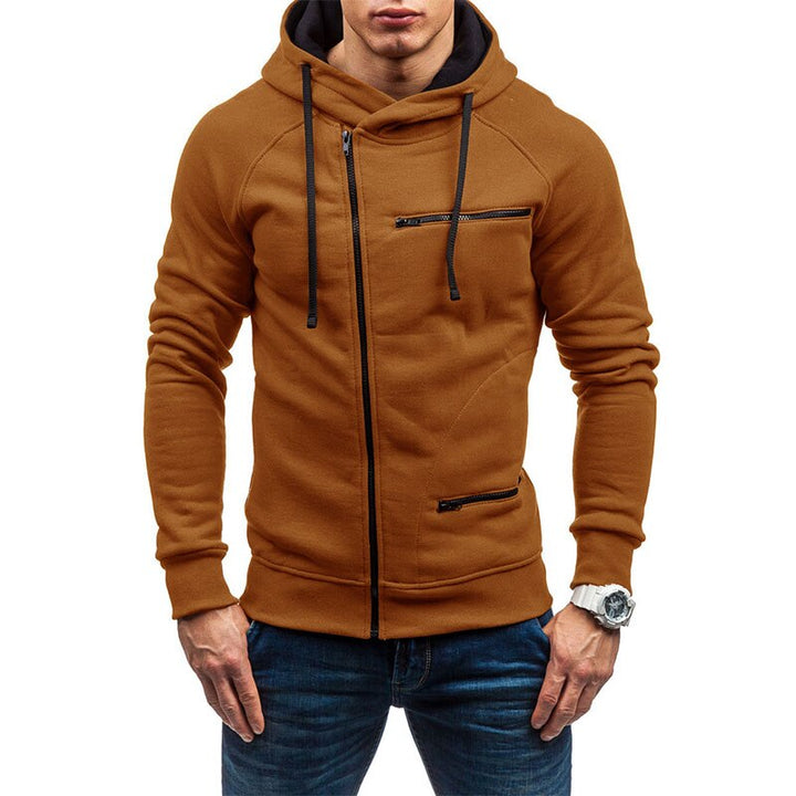 Casual heren hoodie met rits in slim fit pasvorm