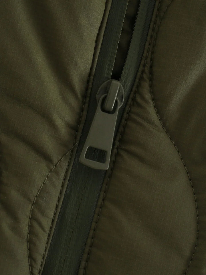 Binnenvoering detail van de warme winter bodywarmer