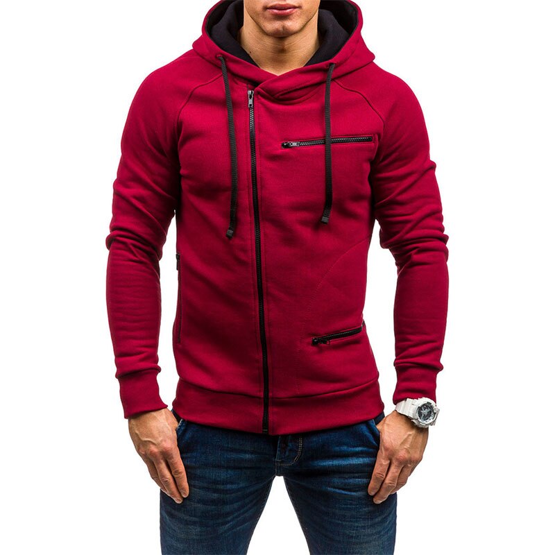 Modieuze rits hoodie voor heren in effen kleur