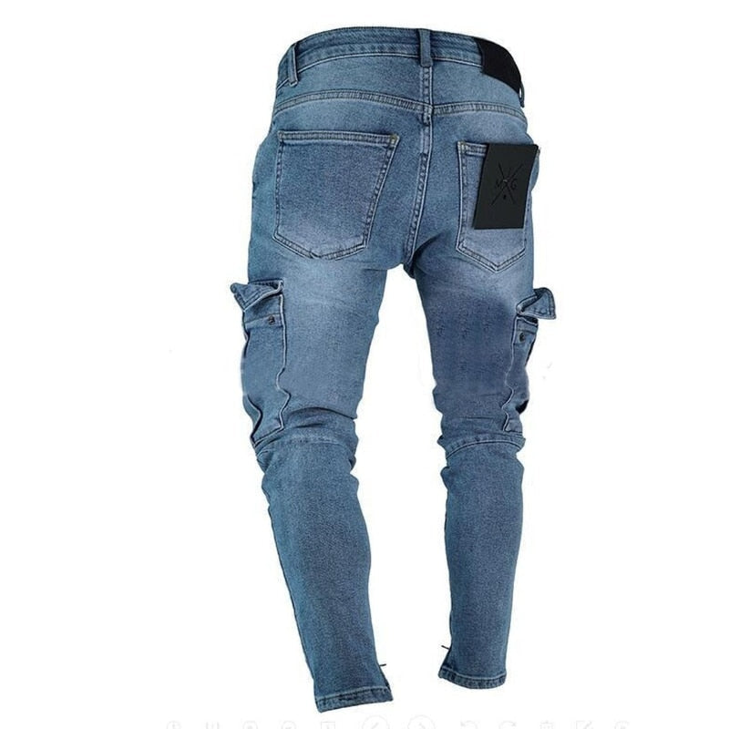 Donkerblauwe cargo broek voor heren met modieuze stijl