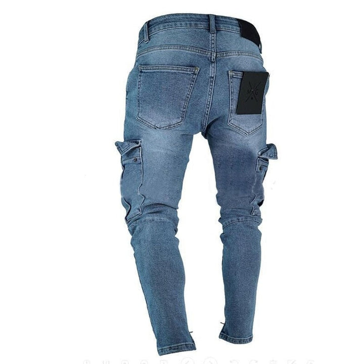 Donkerblauwe cargo broek voor heren met modieuze stijl