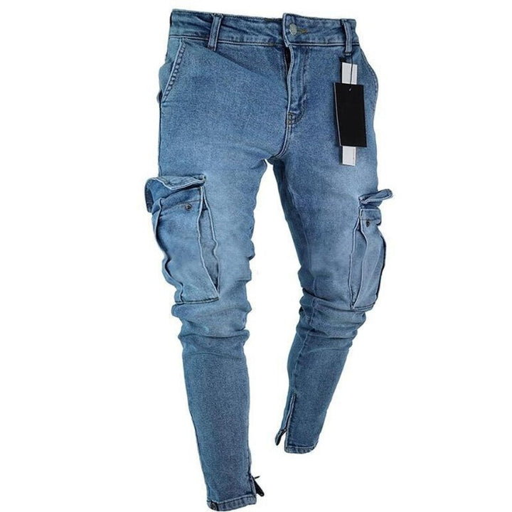 Lichtblauwe heren cargo broek met comfortabele streetwear pasvorm
