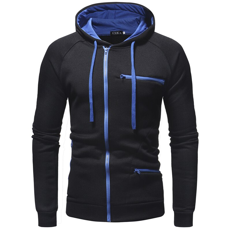 Donkerblauw heren vest met capuchon en ritssluiting