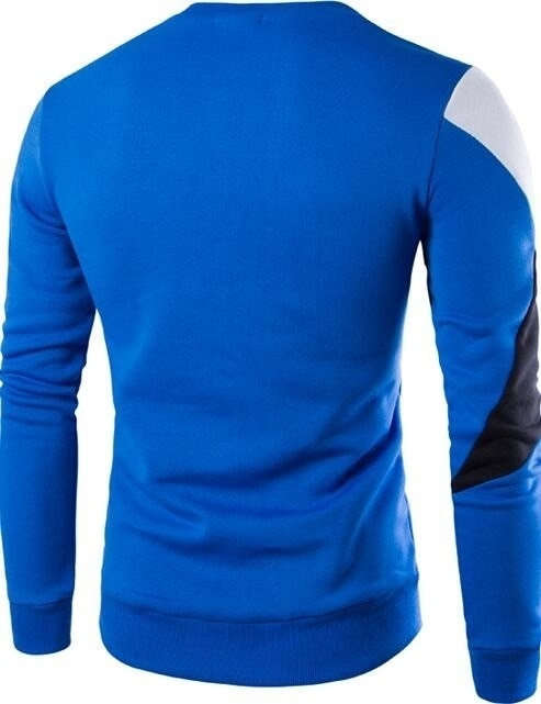 Achteraanzicht van de blauwe casual herentrui