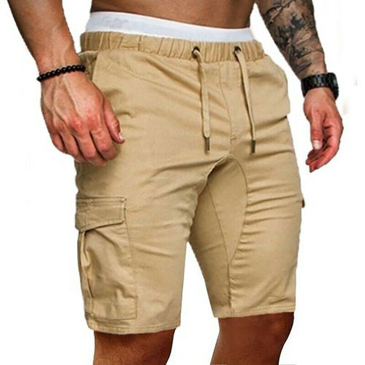 Groene casual herenshort met elastische band en cargozakken, ideaal voor warme dagen