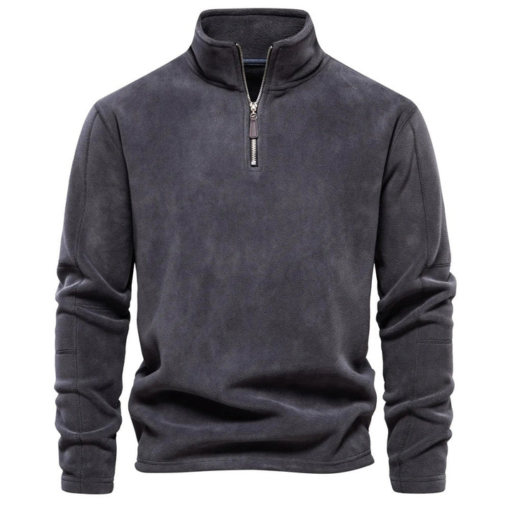 Donkergrijze heren fleece trui voor koude dagen