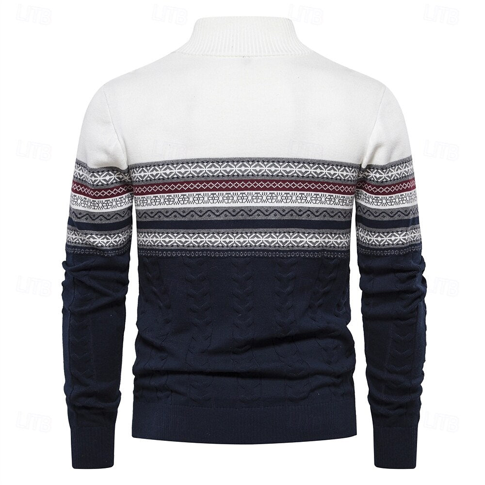 Donkere heren trui met halve rits en getailleerde pasvorm voor herfstkleding