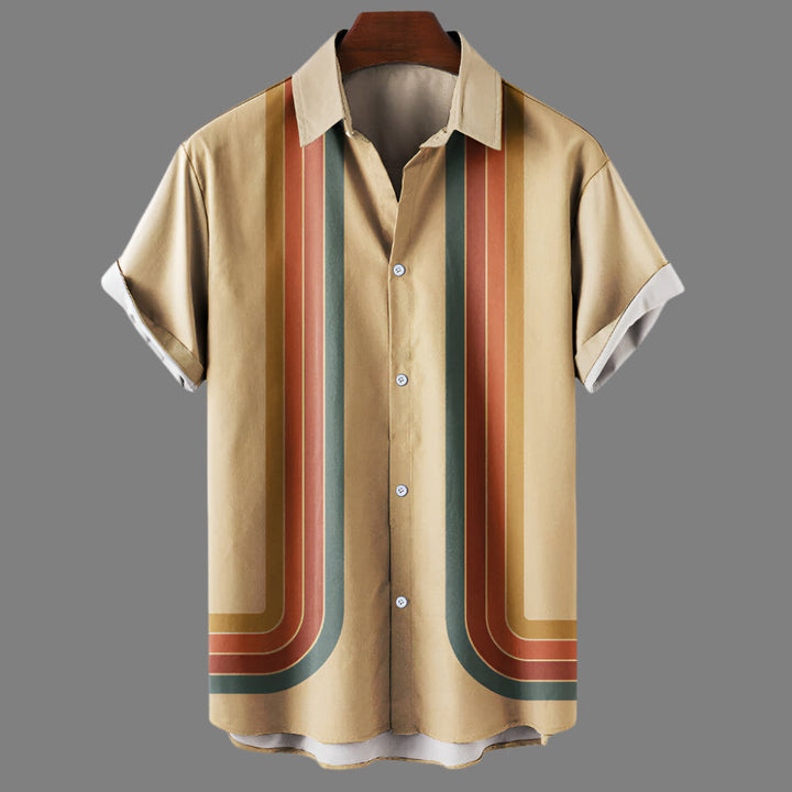 Stijlvol retro heren overhemd, losvallend met korte mouwen, perfect voor zomerse casual outfits en vakantie.