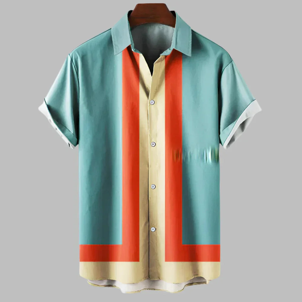 Casual herenoverhemd met korte mouwen, losvallend retro design voor ultiem zomercomfort en strandstijl.