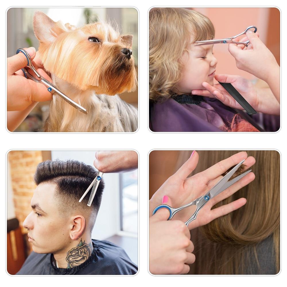Complete 10-delige professionele kappersset met scherpe scharen voor thuis haarknippen en styling.