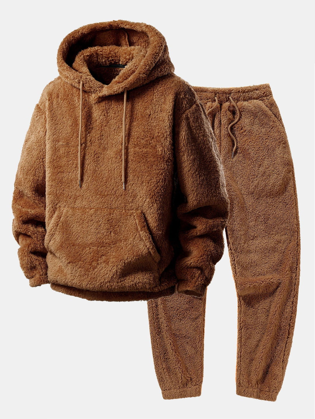 Luxe pluche loungeset met capuchon en comfortabele jogger voor heren