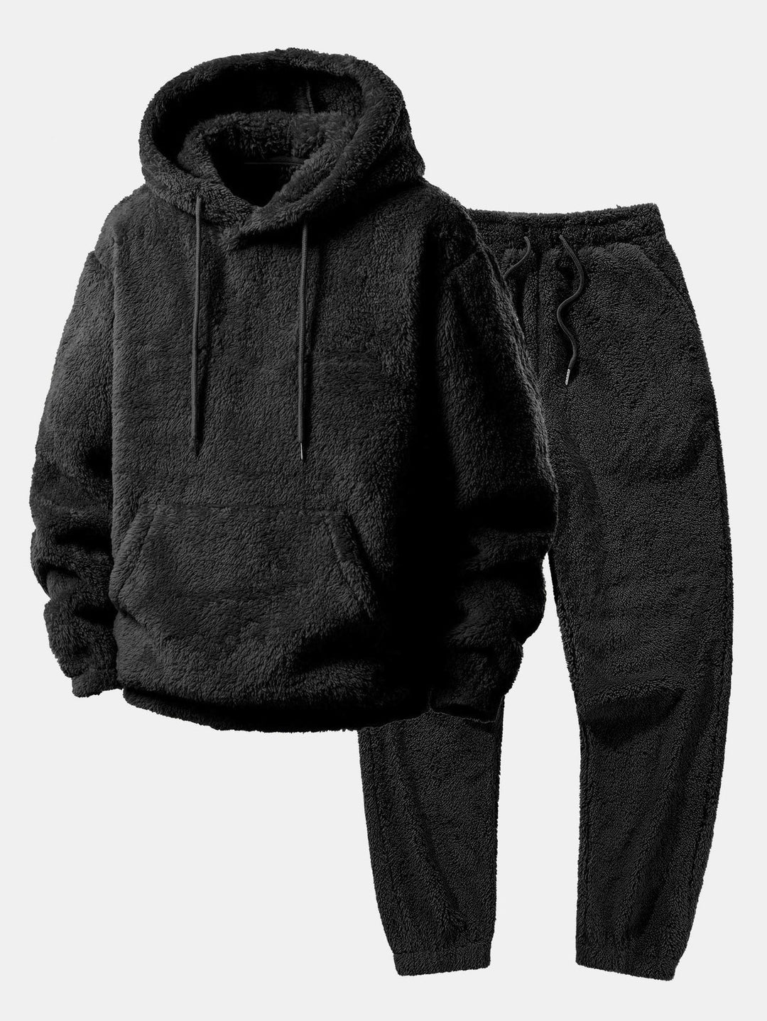 Warme winter hoodie en jogger set van pluche materiaal voor heren