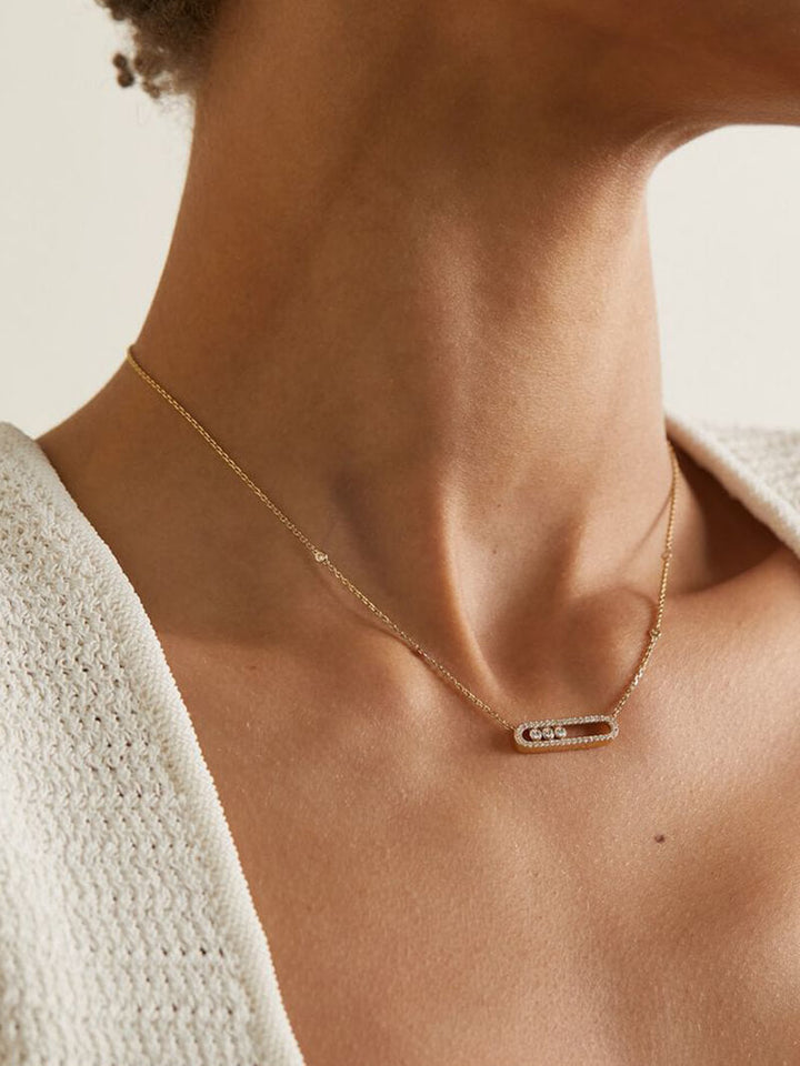 Dames Aurora ketting met bewegelijke diamanten in detail