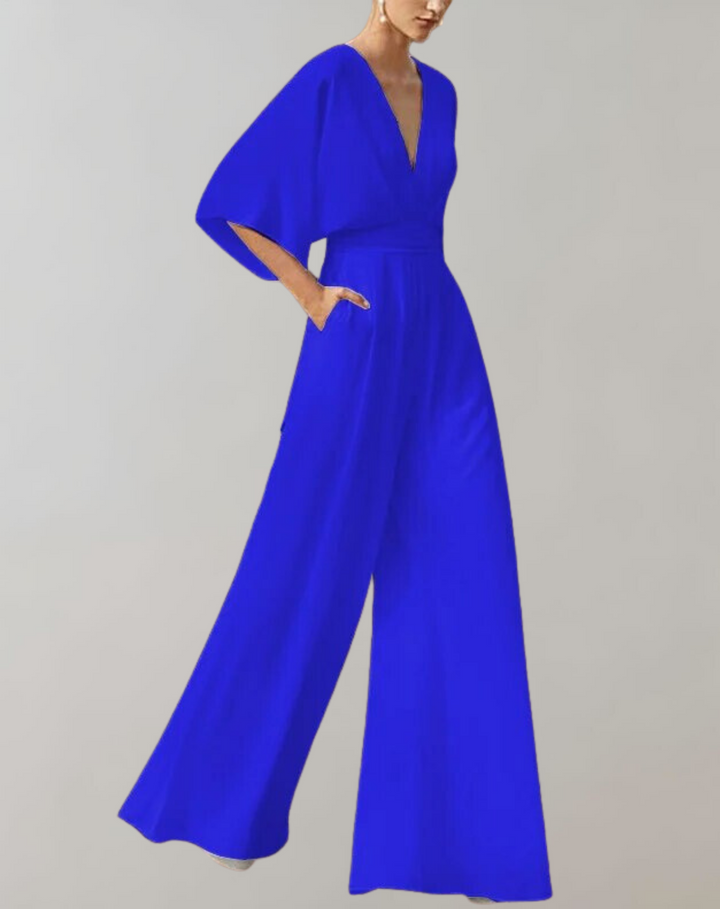 Modieuze jumpsuit met wijde pijpen en elegante v-hals voor dames