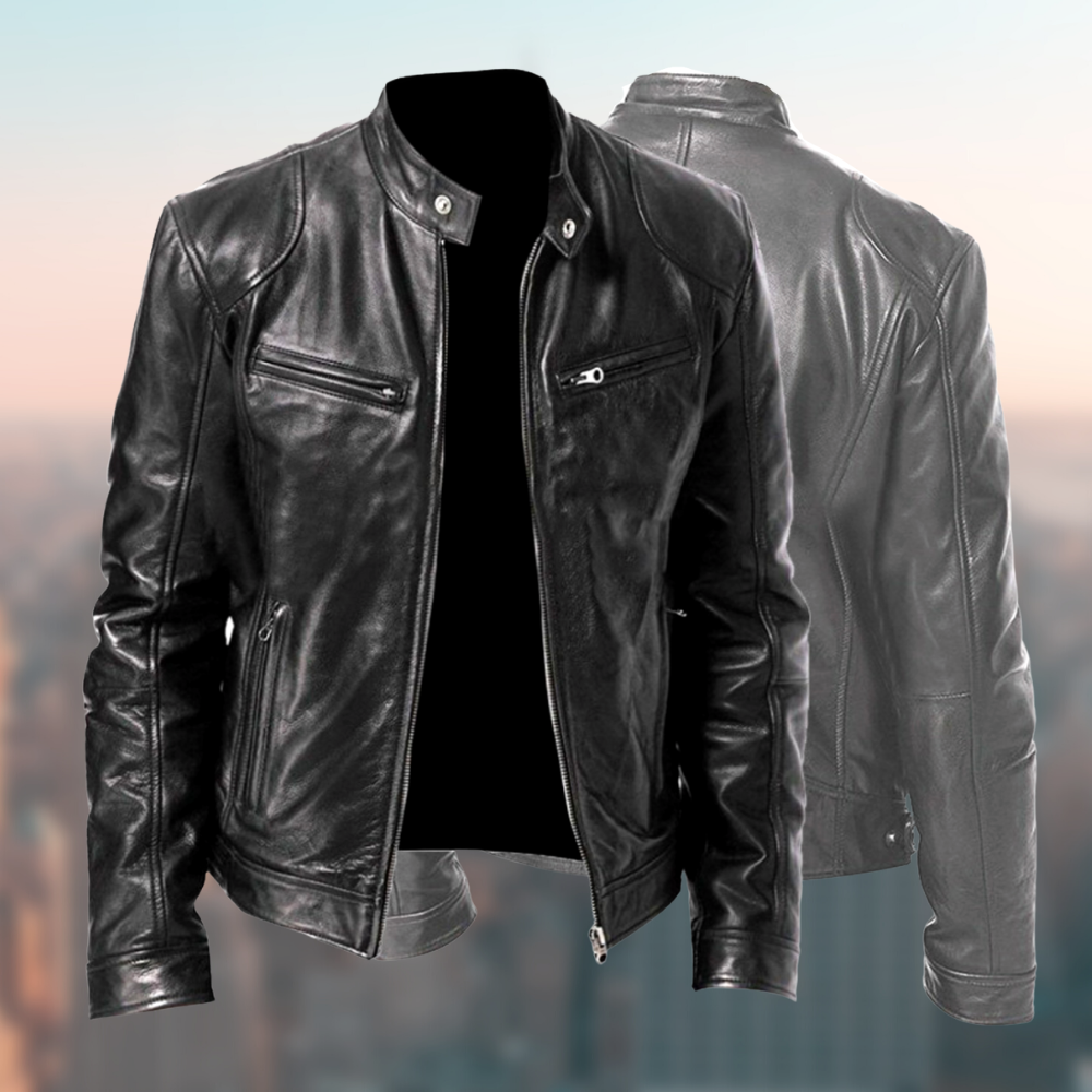 Donkerbruin heren leren look jack. Stijlvolle bovenkleding voor mannen, ideaal voor casual en chique gelegenheden.