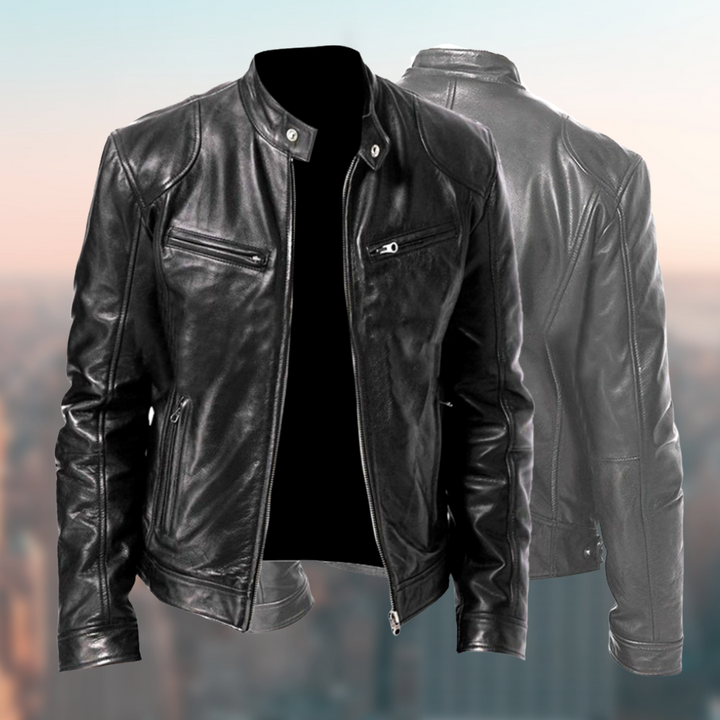 Donkerbruin heren leren look jack. Stijlvolle bovenkleding voor mannen, ideaal voor casual en chique gelegenheden.