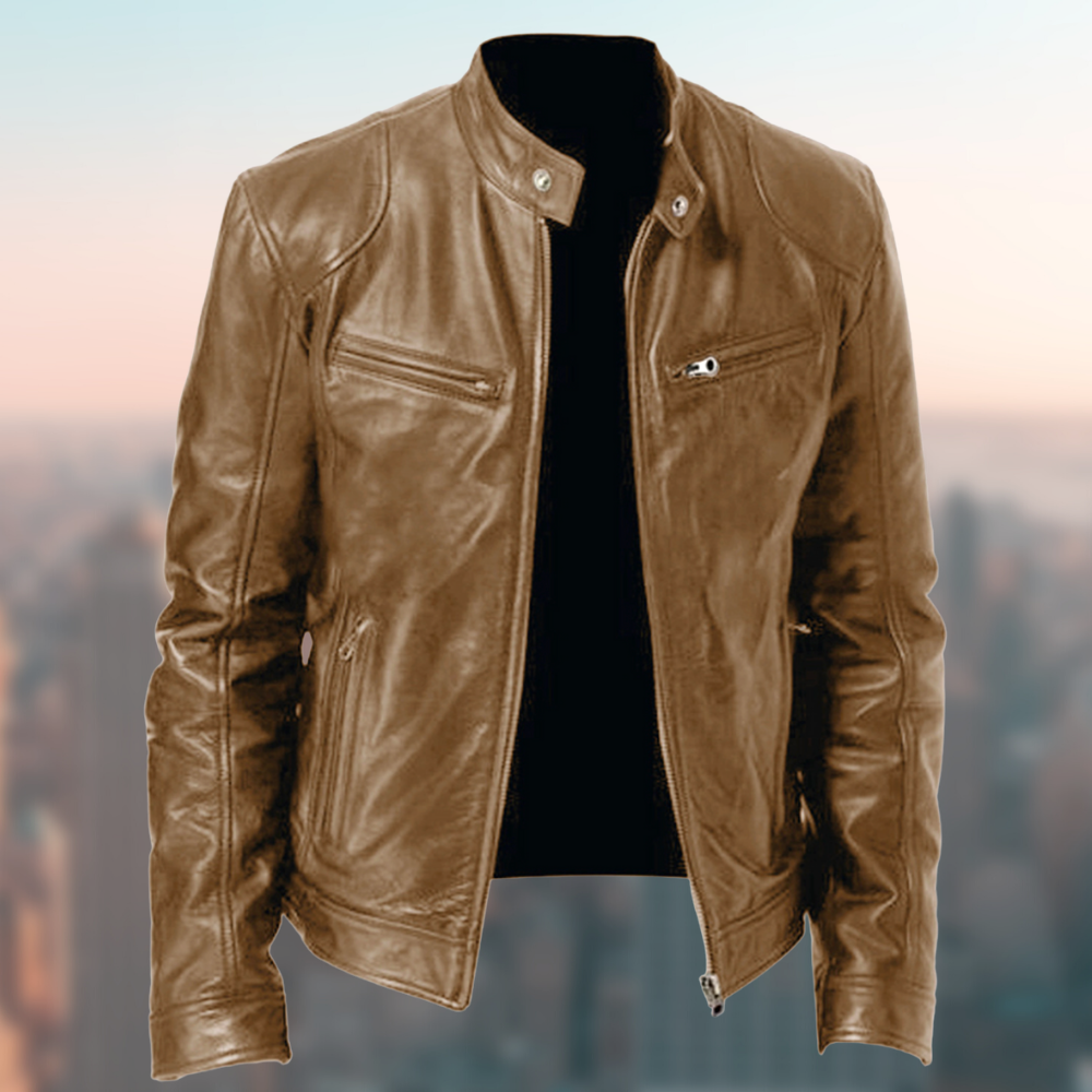 Blauw heren leren look jas, comfortabele pasvorm. Moderne bovenkleding voor een casual en stijlvolle look.