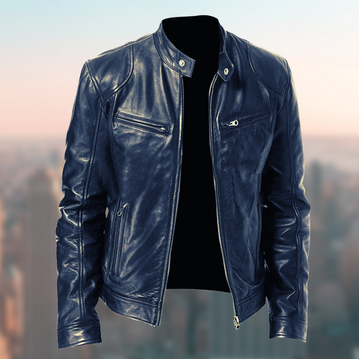 Zwart heren jack met leren look, essentiële kleding voor mannen. Tijdloze mode, geschikt voor casual outfits.