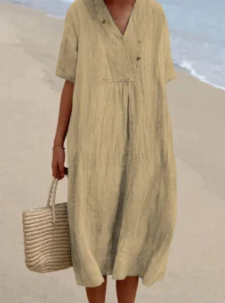 Elegante midi zomerjurk voor dames met comfortabele pasvorm en ademende stof