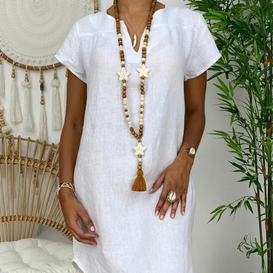 Casual zomerjurk voor dames, luchtige outfit met korte mouwen