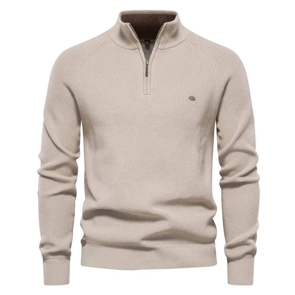 Heren half zip trui in regular fit met stijlvolle opstaande kraag voor herfstkleding