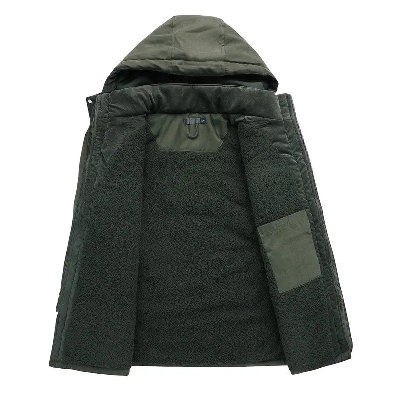 Comfortabele heren parka: Warme marineblauwe winterjas in militaire stijl, ideaal voor dagelijks gebruik en avonturen.