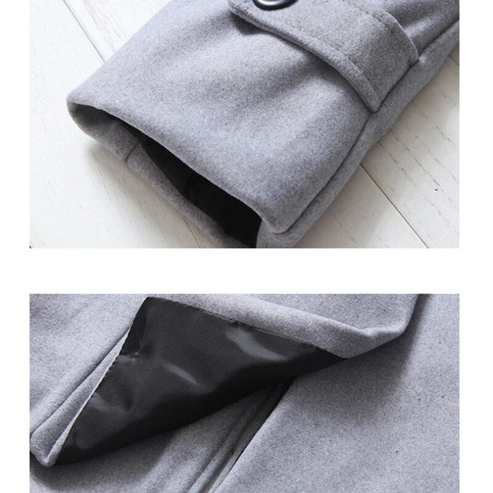 Heren winddichte trenchcoat, klassieke overjas met dubbele rij knopen perfect voor koeler weer.