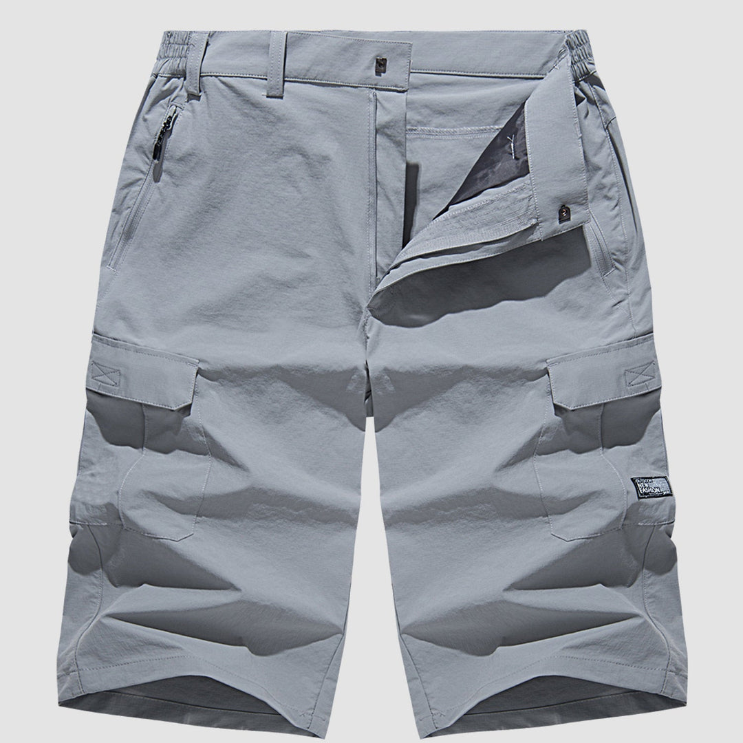 Details van de multifunctionele zakken op heren cargo shorts