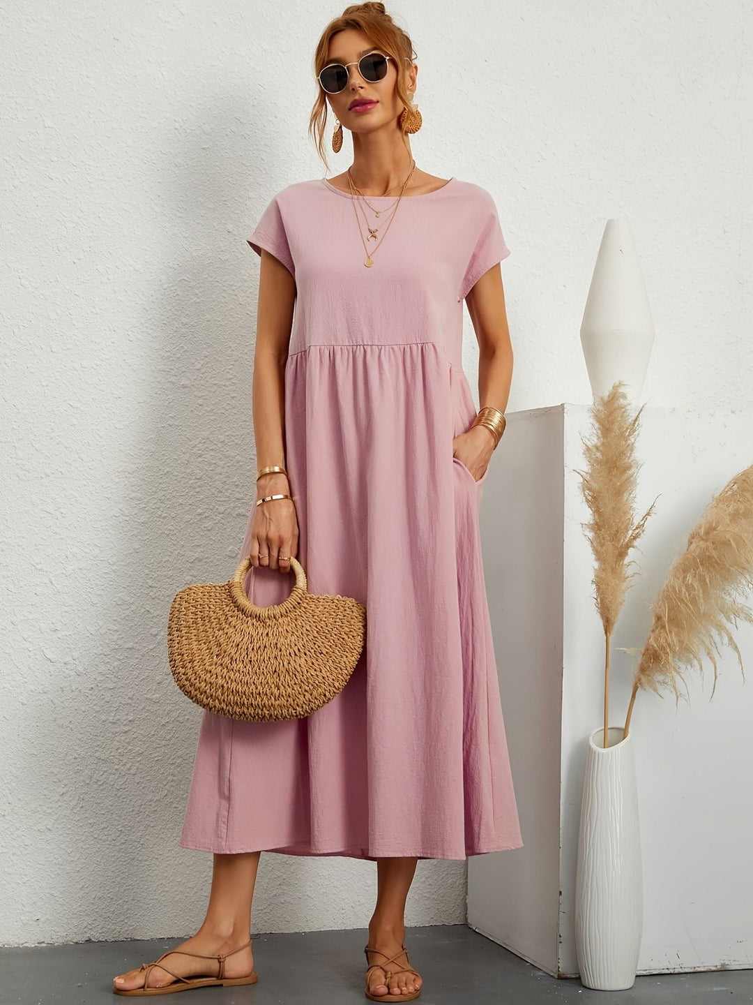 Comfortabele zomerjurk met korte mouwen voor dames