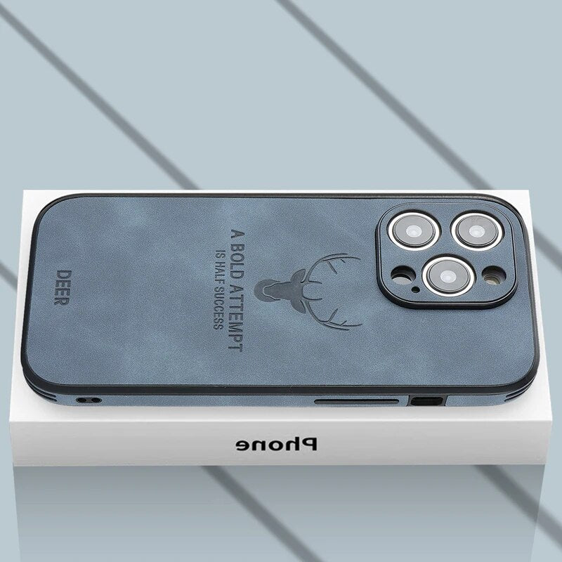 Effen bruin leren iPhone hoes, eenvoudige elegantie en hoge beschermingsgraad.