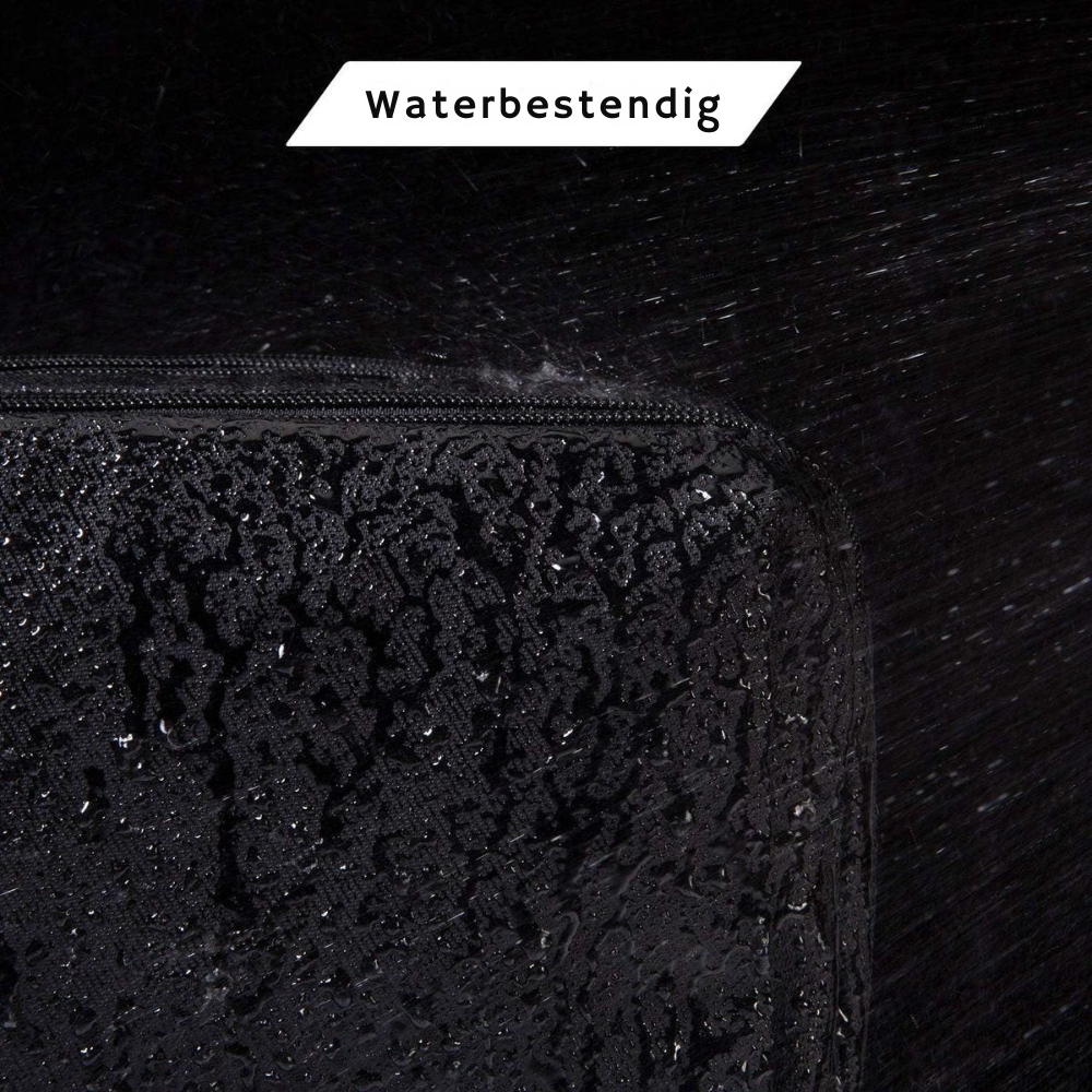 Waterafstotende zwarte toilettas met handvat handig in gebruik als reistas en cosmeticatas