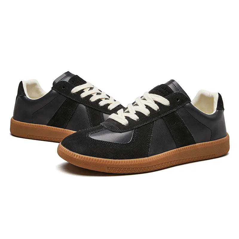 Zwarte retro sneakers met dikke zool voor heren, paar